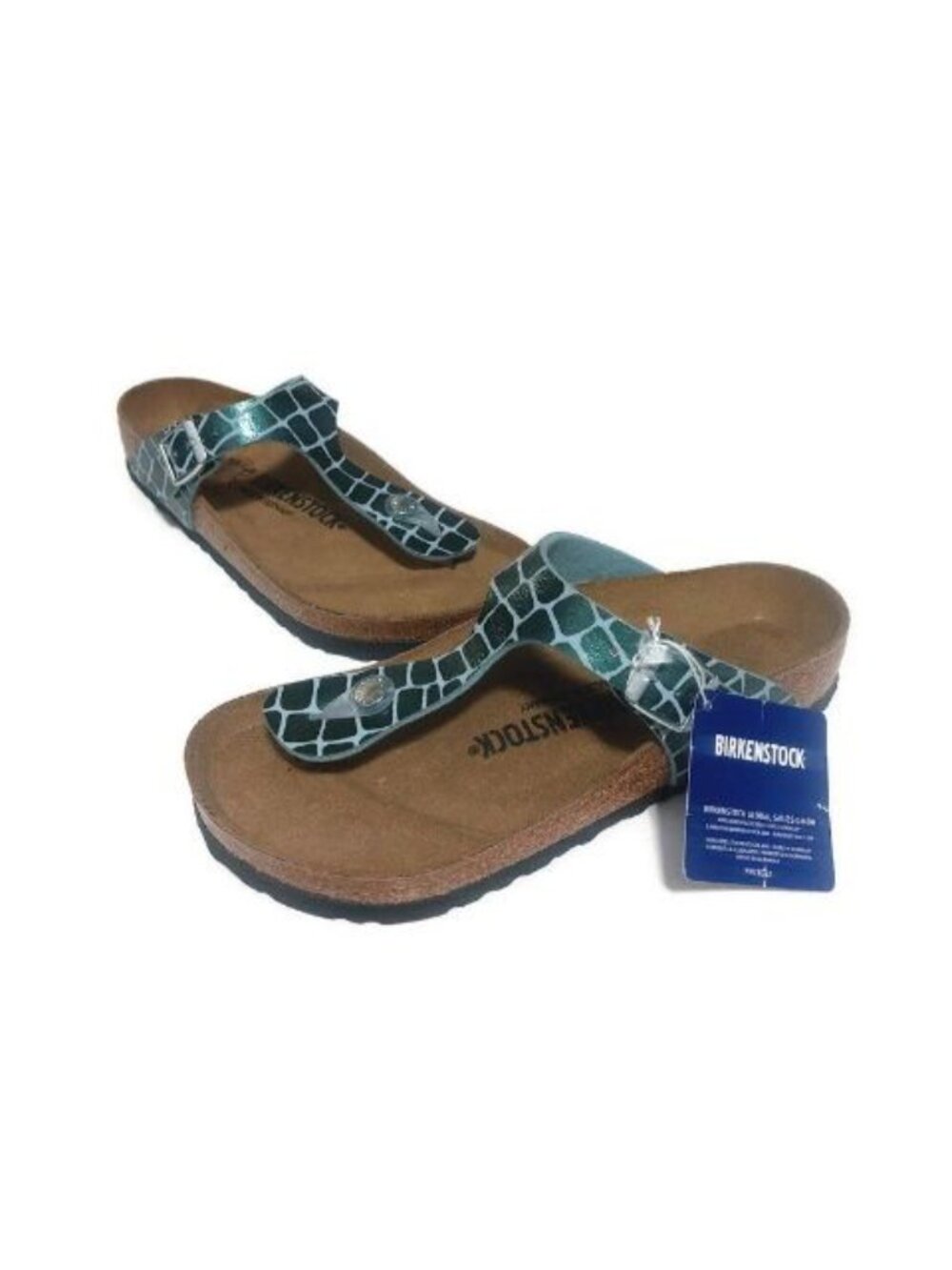Birkenstock Gizeh Womens 7 Thong Sandals Gator Gleam Ocean Breeze EU 38 Regular - Picture 5 of 9